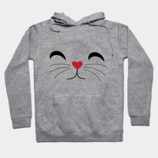 Cat kitty cute face design heart shape love Hoodie